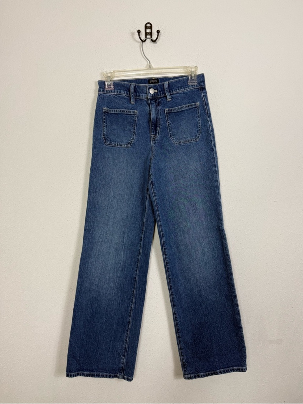 J. Crew Wide Leg Patch Pocket High Waist Full Length Jean Sz 25